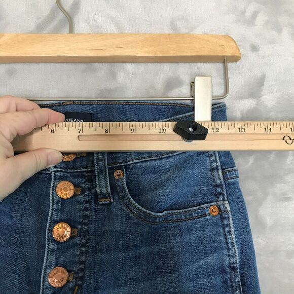 J. Crew Jeans Womens 24 Blue Vintage Straight Button Fly Raw Hem Ankle J9755 - Picture 9 of 12